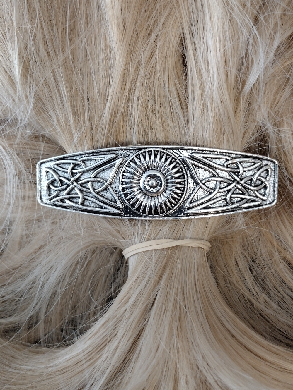 Decorative Silver-Tone Celtic Hair Barrette